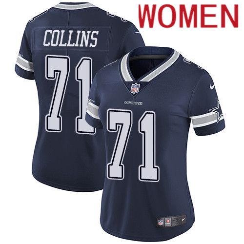 Women Dallas Cowboys 71 Lael Collins Nike Navy Vapor Limited NFL Jersey